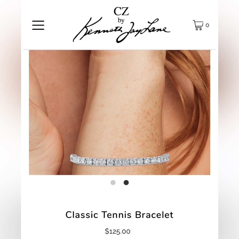 Kenneth Jay Lane Classic Tennis Bracelet Safety Clasp CZ NWT